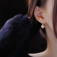 Load image into Gallery viewer, 18K Gold Fan Diamond Drop Earrings: Art Deco Style