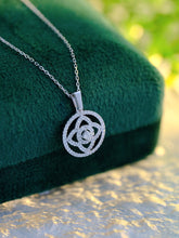 Load image into Gallery viewer, 18K Gold Diamond Lotus Necklace: Handmade White Gold Chain