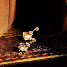 Load image into Gallery viewer, 18K Gold Fan Diamond Drop Earrings: Art Deco Style