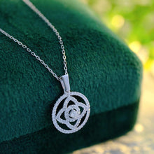 Load image into Gallery viewer, 18K Gold Diamond Lotus Necklace: Handmade White Gold Chain
