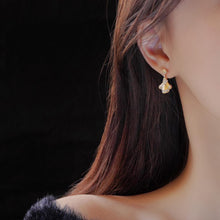 Load image into Gallery viewer, 18K Gold Fan Diamond Drop Earrings: Art Deco Style