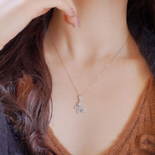 Load image into Gallery viewer, 18K White Gold Diamond Butterfly Necklace: Baguette Cluster Pendant