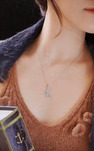 Load image into Gallery viewer, 18K White Gold Diamond Butterfly Necklace: Baguette Cluster Pendant