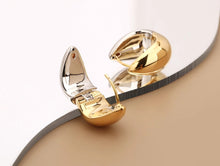 Load image into Gallery viewer, Pure 18K Two-tone Water Drop Gold Earrings, Simple and Stylish Earrings, U Shape Earrings, Gold Hoop Earrings, Minimalist Earrings Gold