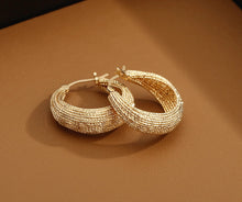 Load image into Gallery viewer, Pure 18K Gold Earrings, Simple and Stylish Earrings, U Shape Earrings, Gold Hoop Earrings, Minimalist Earrings Gold, Braided Hoop Earrings