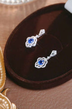 Load image into Gallery viewer, 18K White Gold Natural Sapphire Diamond Earrings, Natural Vivid Blue Sapphire Earrings, Stylish Earrings
