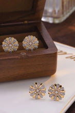 Load image into Gallery viewer, 18K Yellow Gold Natural Diamond Sunflower Earrings, Gold Sunflower Earrings, Simple and Stylish Earrings, Real Diamond Earrings, Anniversary Earrings