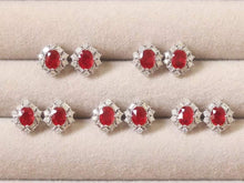 Load image into Gallery viewer, 18K White Gold Natural Pigeon Blood Ruby Diamond Earrings, Natural Pigeon Blood Ruby Earrings, Stylish Earrings, Ruby Stud Earrings, Stunning Earrings