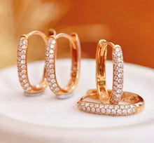 Load image into Gallery viewer, 18K Gold Natural Diamond Earrings, U Shape Earrings, Gold Hoop Earrings, Stylish Earrings, Real Diamond Earrings, Gold Diamond Earrings, Minimalist Earrings