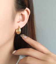 Load image into Gallery viewer, Pure 18K Gold Earrings, Simple and Stylish Earrings, U Shape Earrings, Gold Hoop Earrings, Minimalist Earrings Gold, Braided Hoop Earrings