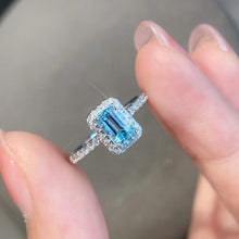 Load image into Gallery viewer, 18K White Gold Natural Aquamarine Diamond Ring, Gold Aquamarine Ring, Stylish Rings, Gold Wedding Ring, Anniversary Gift