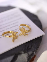 Load image into Gallery viewer, 18K Yellow Gold Natural Diamond Butterfly Earrings, Butterfly Hoops, Dainty Hoop Earrings, Gold Hoop Earrings, Stylish Earrings, Real Diamond Earrings