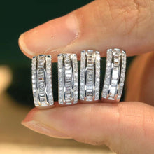 Load image into Gallery viewer, 18K White Gold Natural Diamond Earrings, Huggie Hoop Earrings, Diamond Huggies, Gold Hoop Earrings, Stylish Earrings, Real Diamond Earrings, Gold Diamond Earrings