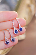 Load image into Gallery viewer, 18K White Gold Natural Sapphire Diamond Earrings, Natural Vivid Blue Sapphire Earrings, Stylish Earrings