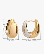 Load image into Gallery viewer, Pure 18K Two-tone Water Drop Gold Earrings, Simple and Stylish Earrings, U Shape Earrings, Gold Hoop Earrings, Minimalist Earrings Gold