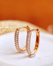 Load image into Gallery viewer, 18K Gold Natural Diamond Earrings, U Shape Earrings, Gold Hoop Earrings, Stylish Earrings, Real Diamond Earrings, Gold Diamond Earrings, Minimalist Earrings