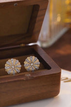 Load image into Gallery viewer, 18K Yellow Gold Natural Diamond Sunflower Earrings, Gold Sunflower Earrings, Simple and Stylish Earrings, Real Diamond Earrings, Anniversary Earrings