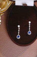 Load image into Gallery viewer, 18K White Gold Natural Sapphire Diamond Earrings, Natural Vivid Blue Sapphire Earrings, Stylish Earrings