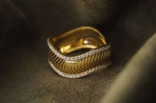 Load image into Gallery viewer, 18K Yellow Gold Natural Diamond Ring, Snake Bone Ring, Stylish Rings, Gold Diamond Ring, Real Diamond Ring, Wedding Ring, Engagement Ring, Statement Rings Gold