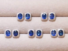 Load image into Gallery viewer, 18K White Gold Sri Lanka Natural Sapphire Diamond Earrings, Natural Vivid Blue Sapphire Earrings, Simple and Stylish Earrings, Minimalist Earrings Gold