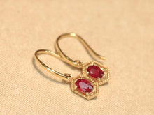 Load image into Gallery viewer, 18K Yellow Gold Natural Ruby Earrings, Natural Ruby Earrings, Hook Earrings, Stylish Earrings, Stunning Earrings