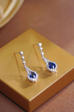 Load image into Gallery viewer, 18K White Gold Natural Sapphire Diamond Earrings, Natural Vivid Blue Sapphire Earrings, Stylish Earrings