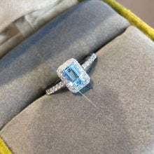 Load image into Gallery viewer, 18K White Gold Natural Aquamarine Diamond Ring, Gold Aquamarine Ring, Stylish Rings, Gold Wedding Ring, Anniversary Gift