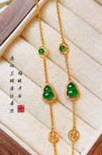 Load image into Gallery viewer, 18K Yellow Gold Natural Top Green Type A Jadeite Jade Diamond Bracelet, Gourd Jadeite Bracelet, Stylish Bracelet, Gold Jade Bracelet, Green Jade Bracelet