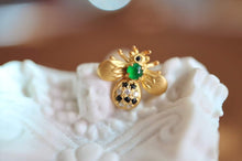 Load image into Gallery viewer, 18K Yellow Gold Natural Top Green Type A Jadeite Jade Diamond Earrings, Gold Bee Earrings, Natural Jade Earrings, Stylish Earrings, Green Jade Earrings, Diamond Earrings