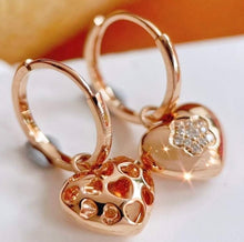 Load image into Gallery viewer, 18K Gold Natural Diamond Heart Earrings, Gold Heart Earrings, Stylish Earrings, Real Diamond Earrings, Gold Diamond Earrings, Minimalist Earrings, Heart Charm Earrings