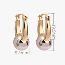 Load image into Gallery viewer, Pure 18K Two-tone Gold Ball Earrings, Simple and Stylish Earrings, U Shape Earrings, Gold Hoop Earrings, Minimalist Earrings Gold