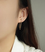 Load image into Gallery viewer, Pure 18K Gold Chain Earrings, Chain Loop Earrings, Stud Chain Earrings, Simple and Stylish Earrings, Minimalist Earrings Gold, Dainty Chain Earrings