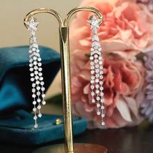 Load image into Gallery viewer, 18K White Gold Natural Diamond Star Earrings, Long Diamond Earrings, Diamond Drop Earrings, Stylish Earrings, Real Diamond Earrings, Gold Diamond Earrings