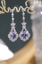 Load image into Gallery viewer, 18K White Gold Natural Sapphire Diamond Earrings, Natural Vivid Blue Sapphire Earrings, Stylish Earrings