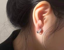 Load image into Gallery viewer, 18K Gold Natural Diamond Earrings, U Shape Earrings, Gold Hoop Earrings, Stylish Earrings, Real Diamond Earrings, Gold Diamond Earrings, Minimalist Earrings