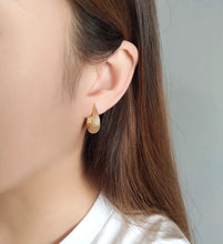 Load image into Gallery viewer, Pure 18K Gold Earrings, Simple and Stylish Earrings, U Shape Earrings, Gold Hoop Earrings, Minimalist Earrings Gold, Braided Hoop Earrings