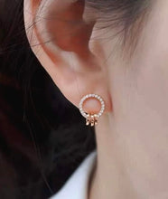 Load image into Gallery viewer, 18K Gold Natural Diamond Earrings, Dainty Hoop Earrings, Gold Hoop Earrings, Stylish Earrings, Real Diamond Earrings, Gold Diamond Earrings, Minimalist Earrings