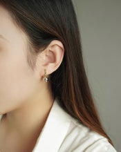 Load image into Gallery viewer, Pure 18K Two-tone Gold Ball Earrings, Simple and Stylish Earrings, U Shape Earrings, Gold Hoop Earrings, Minimalist Earrings Gold