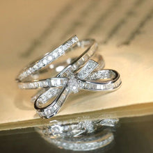 Load image into Gallery viewer, 18K White Gold Natural Diamond Ring, Bow Diamond Ring, Gold Ribbon Ring, Stylish Rings, Gold Diamond Ring, Real Diamond Ring, Bow Knot Ring, Wedding Ring