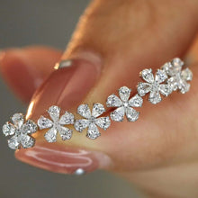 Load image into Gallery viewer, 18K White Gold Natural Diamond Flower Earrings, Simple and Stylish Earrings, Minimalist Earrings Gold, Real Diamond Earrings, Anniversary Earrings