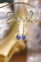 Load image into Gallery viewer, 18K White Gold Natural Sapphire Diamond Earrings, Natural Vivid Blue Sapphire Earrings, Stylish Earrings