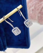 Load image into Gallery viewer, 18K White Gold Natural Diamond Earrings, Simple and Stylish Earrings, Minimalist Earrings Gold, Real Diamond Earrings, Anniversary Earrings