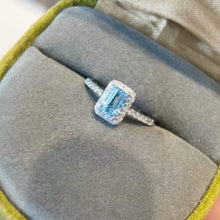 Load image into Gallery viewer, 18K White Gold Natural Aquamarine Diamond Ring, Gold Aquamarine Ring, Stylish Rings, Gold Wedding Ring, Anniversary Gift