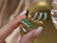 Load image into Gallery viewer, 18K White Gold Natural Emerald Diamond Ring, Multi Stone Ring, Gold Stacking Rings, Stylish Rings, Gold Diamond Ring, Real Diamond Ring, Wedding Ring
