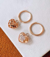 Load image into Gallery viewer, 18K Gold Natural Diamond Heart Earrings, Gold Heart Earrings, Stylish Earrings, Real Diamond Earrings, Gold Diamond Earrings, Minimalist Earrings, Heart Charm Earrings