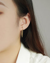 Load image into Gallery viewer, Pure 18K Gold Chain Earrings, Chain Loop Earrings, Stud Chain Earrings, Simple and Stylish Earrings, Minimalist Earrings Gold, Dainty Chain Earrings