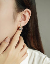 Load image into Gallery viewer, Pure 18K Two-tone Gold Ball Earrings, Simple and Stylish Earrings, U Shape Earrings, Gold Hoop Earrings, Minimalist Earrings Gold