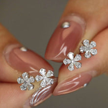 Load image into Gallery viewer, 18K White Gold Natural Diamond Flower Earrings, Simple and Stylish Earrings, Minimalist Earrings Gold, Real Diamond Earrings, Anniversary Earrings