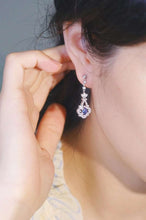 Load image into Gallery viewer, 18K White Gold Natural Sapphire Diamond Earrings, Natural Vivid Blue Sapphire Earrings, Stylish Earrings