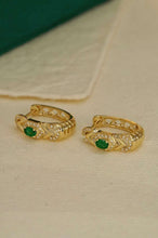 Load image into Gallery viewer, 18K Yellow Gold Natural Emerald Diamond Earrings, Emerald Hoop Earrings, French Earrings, Natural Emerald Earrings, Stylish Earrings, Dainty Gold Earrings